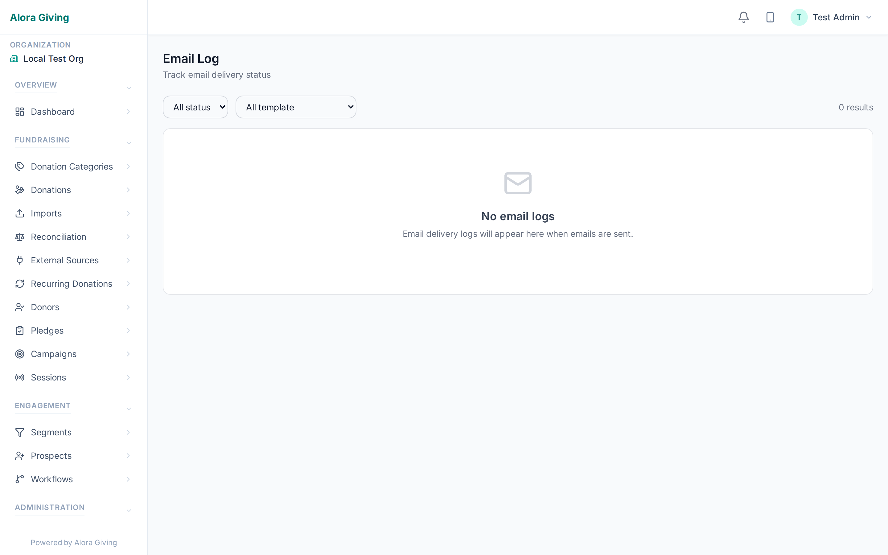 Email delivery log